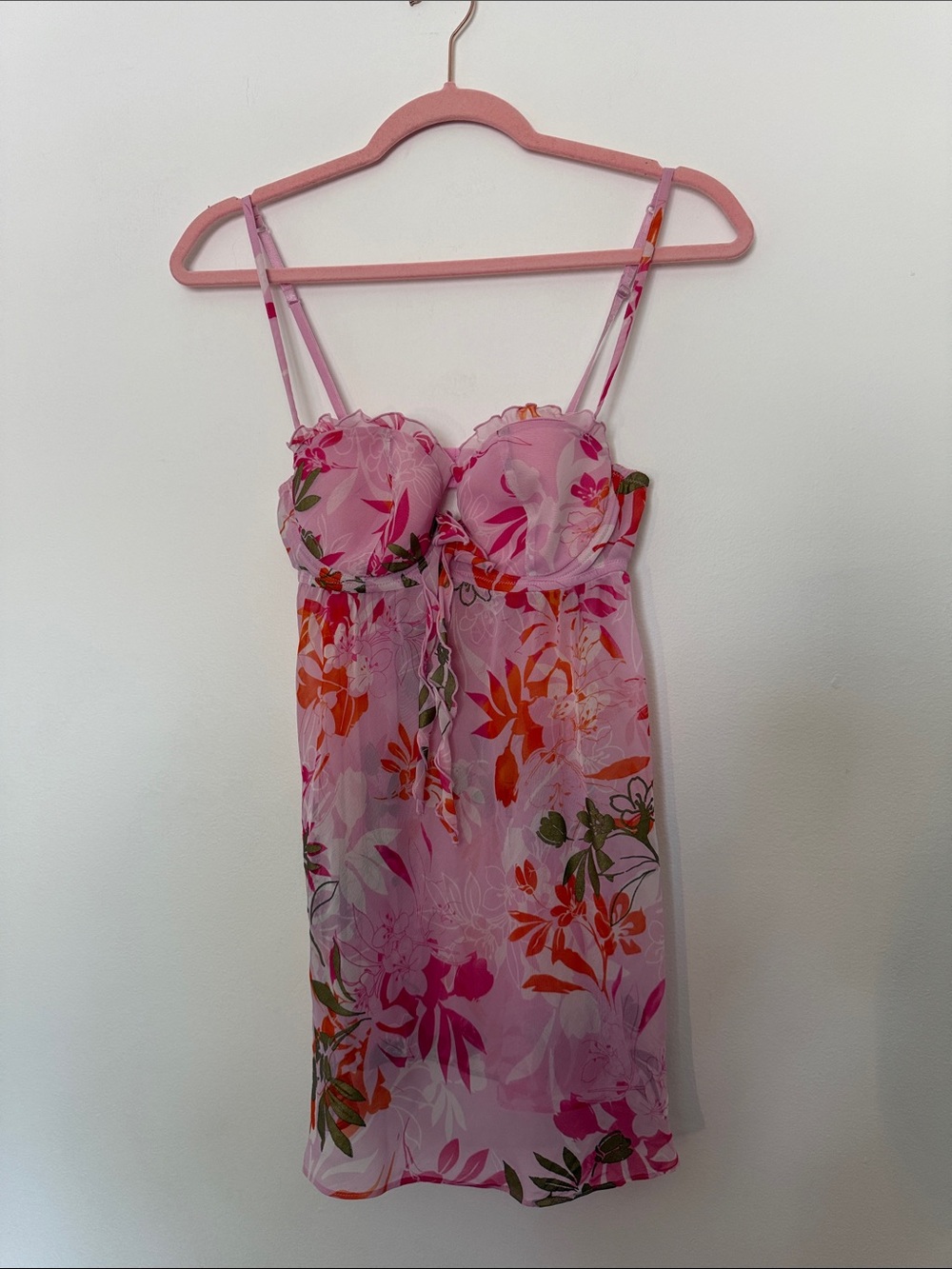 Floral Pink Sheer Babydoll Chemise